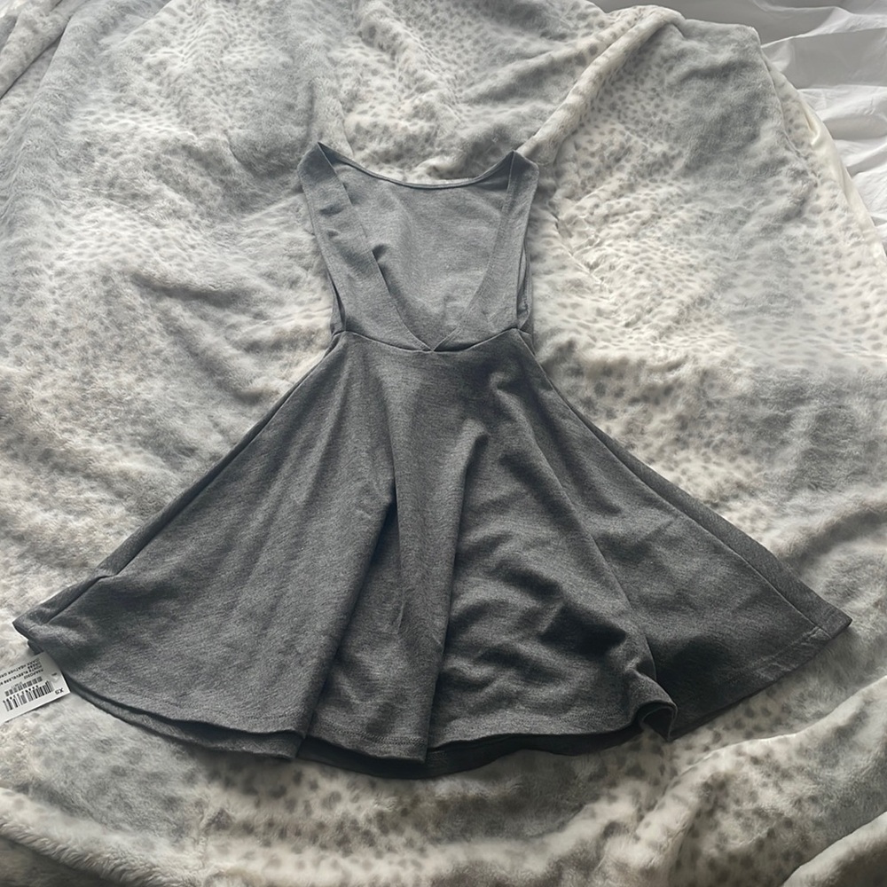 American Apparel Ponte Grey Sleeveless Backless Skater Dress XS NWT